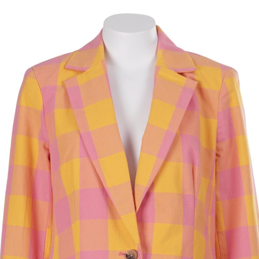 Free Assembly Blazer S Pink Yellow Gingham Check Colorful 1-Button Jacket - Picture 2 of 9